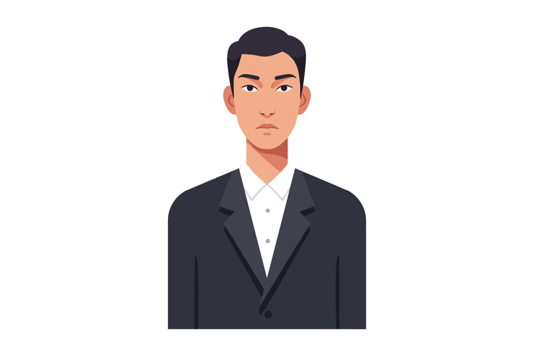 Professional young man in a black suit with a neutral expres