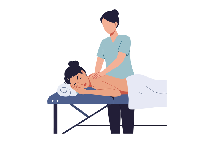 Woman receiving a relaxing massage from a therapist in a fla