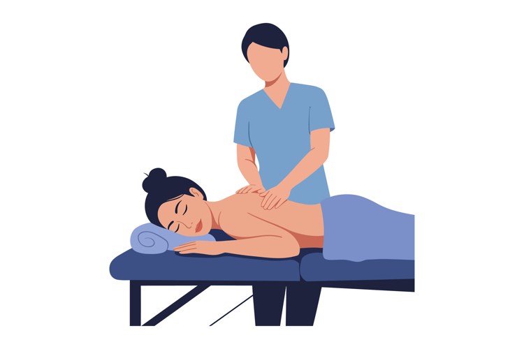 Massage therapist providing a relaxing treatment to a woman