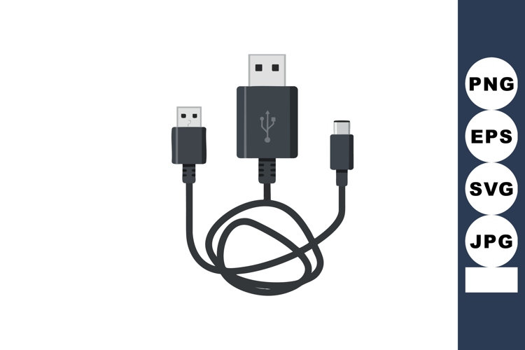 USB cable with multiple connectors for data transfer and cha