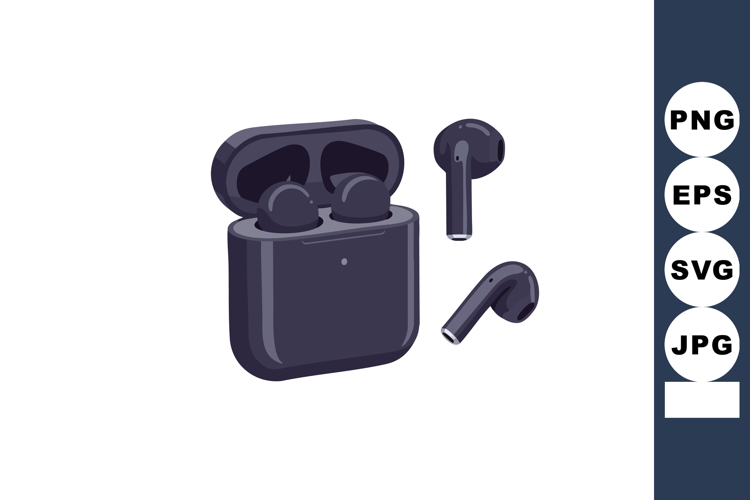 Wireless earbuds with charging case in dark blue modern tech example image 1
