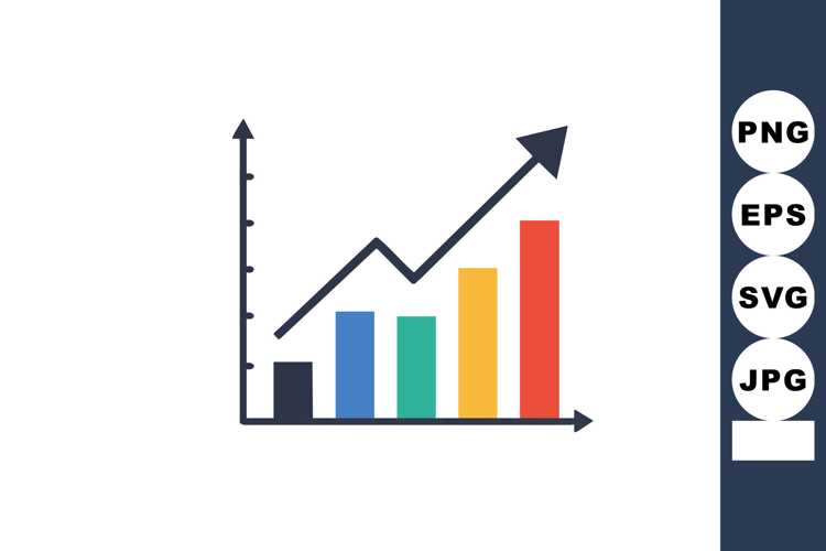 Business growth chart with colorful ascending bars and upwar