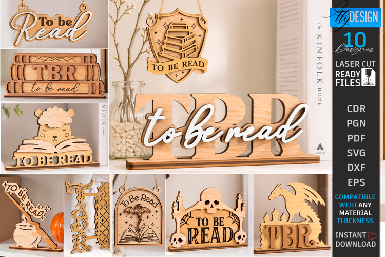 To Be Read Shelf Decor Laser Cut | Shelf Sitter | Home Decor example image 1