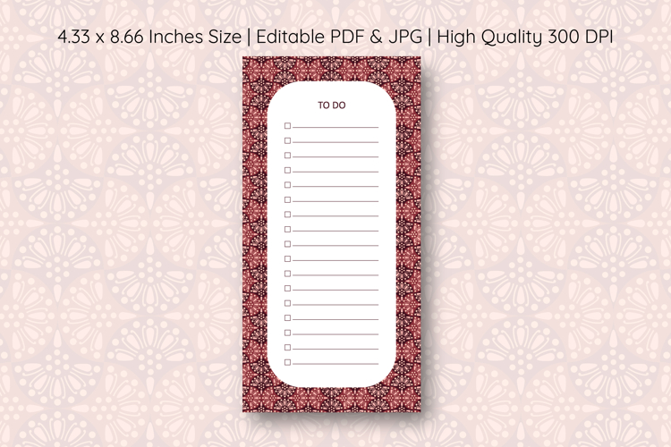Ogee Pattern To Do List Template | To do list
