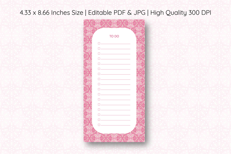 Ogee Pattern To Do List Template | To do list