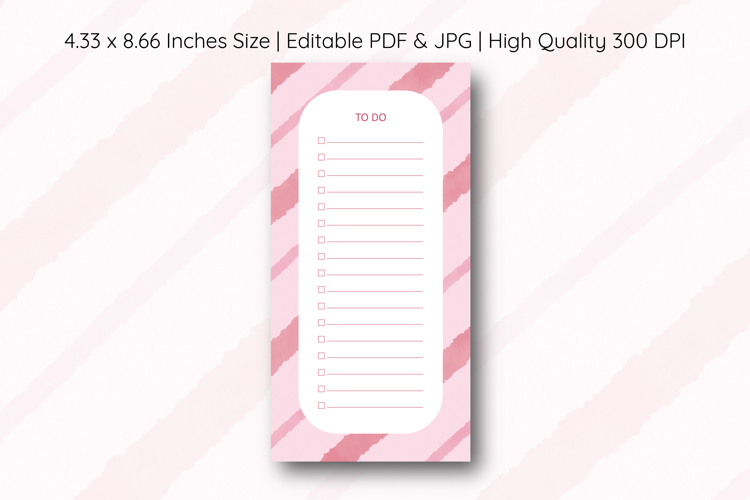 Watercolor Pink Stripe To Do List | To do list