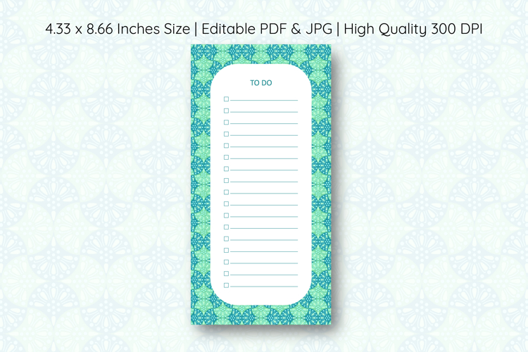 Ogee Pattern To Do List Template | To do list