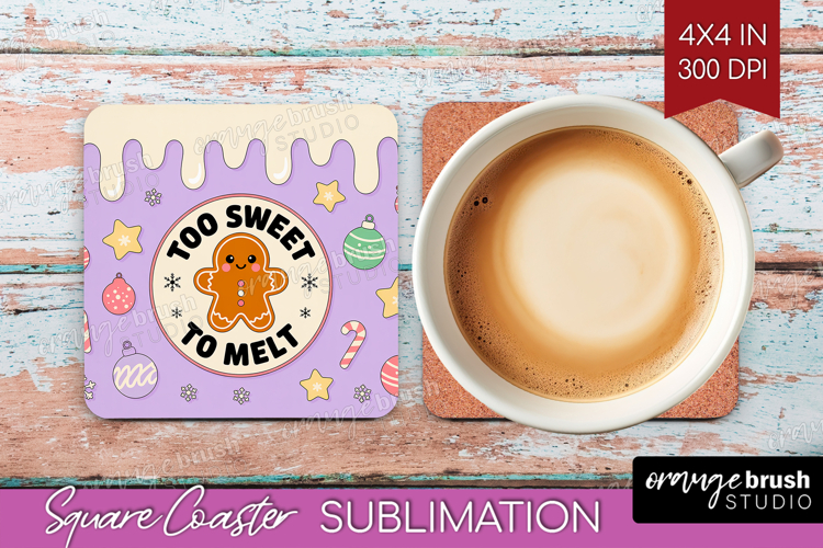 To Sweet To Melt Xmas Square Coaster Christmas Coaster PNG