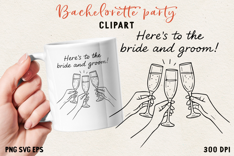 Bachelorette Party Line Art Clipart Bride SVG PNG EPS