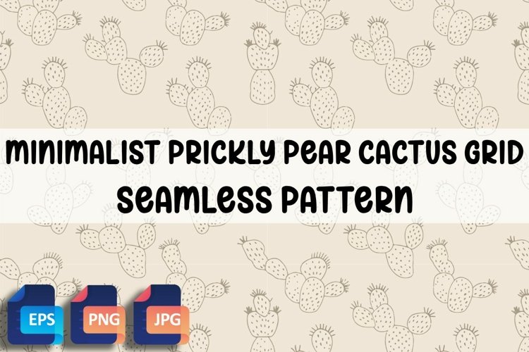 Minimalist Prickly Pear Cactus Grid Pattern