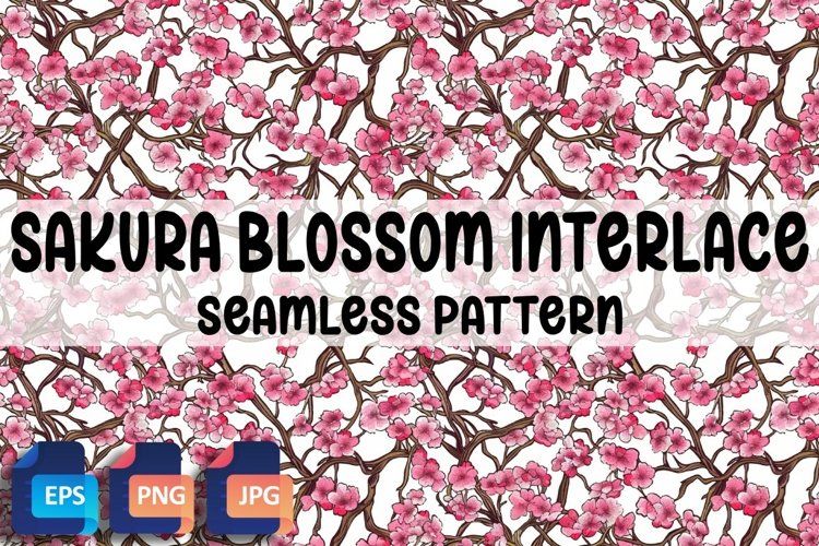 Sakura Blossom Interlace Seamless Pattern example image 1