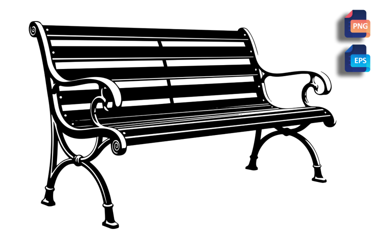 Vintage Urban Bench Vector Silhouette