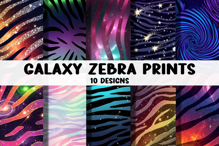Colorful Zebra Paper Galaxy Prints Digital Paper