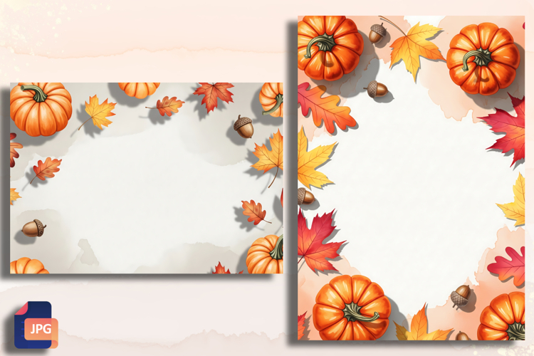 Fall Watercolor Flat Lay Background