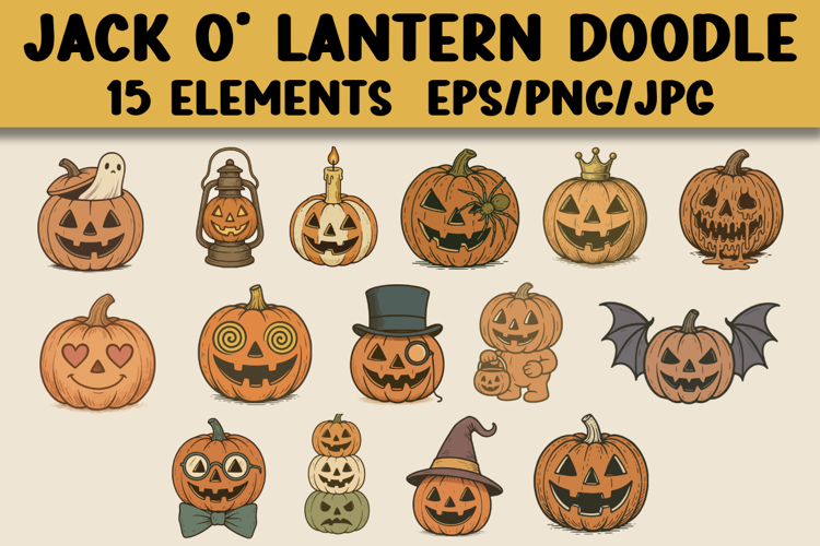 Vintage Jack-O’-Lantern Illustration Bundle