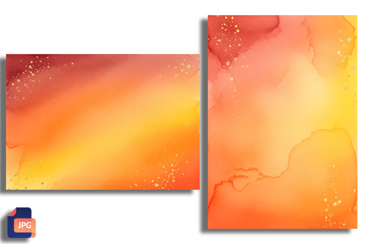 Fall Watercolor Wash Background Warm Orange Sienna Gold