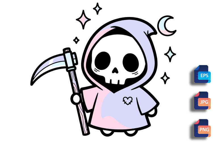 Cute Pastel Goth Grim Reaper - Spooky Kawaii Scythe