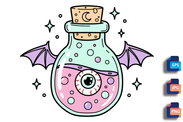 Pastel Goth Eyeball Potion - Spooky Cute Magic Bottle