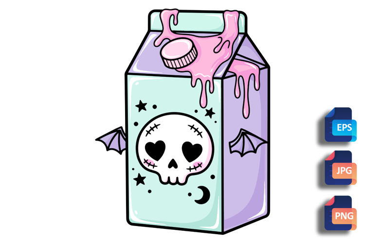 Pastel Goth Milk Carton - Spooky Cute Drink