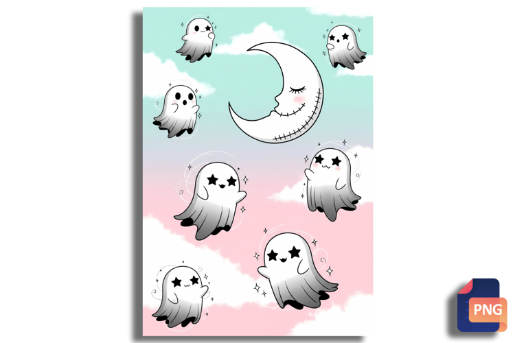 Kawaii Pastel Goth Ghost Background