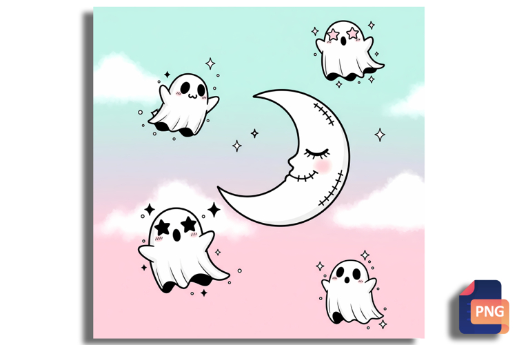 Kawaii Pastel Goth Ghost Background