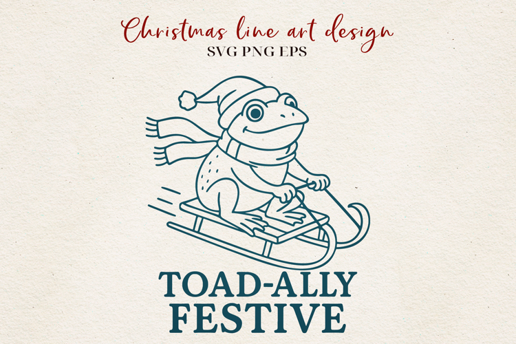Funny Frog Christmas Line Art | Holiday Pun Design SVG PNG