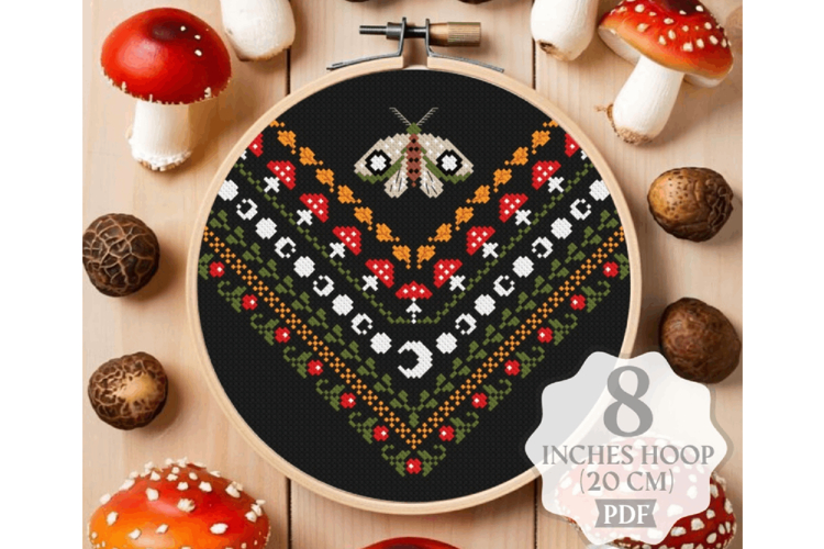 Toadstool Amanita Mushroom Cottagecore Cross stitch pattern