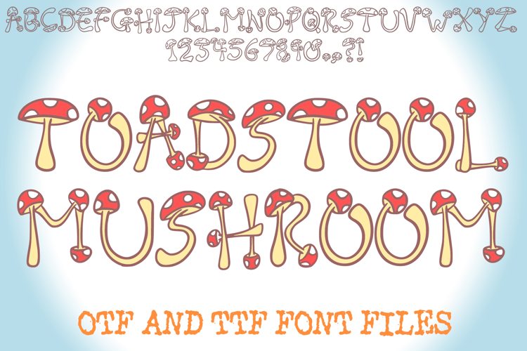 Toadstool Mushroom Cartoon Lettering ABC Font Type
