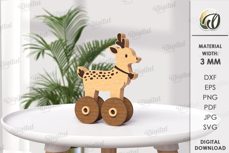 Toddler toy on wheels Laser Cut. Fawn SVG