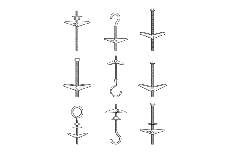 Toggle bolts and anchors for drywall fixing