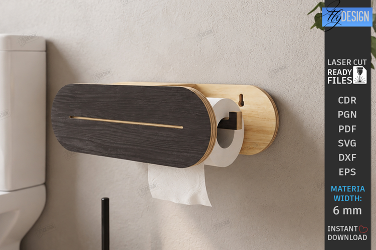 Wooden Toilet Paper Holder Laser Cut | Wall Storage | Home