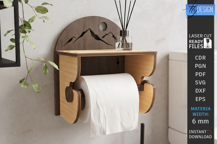 Wooden Toilet Paper Holder Laser Cut | Wall Storage | Home