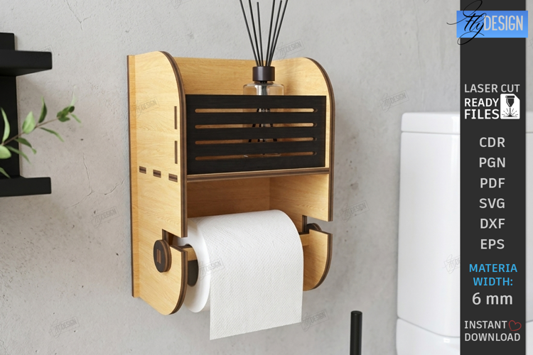 Wooden Toilet Paper Holder Laser Cut | Wall Storage | Home