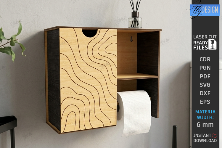 Wooden Toilet Paper Holder Laser Cut | Wall Storage | Home