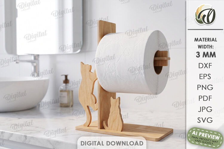 Toilet Paper Holder Laser Cut. Toilet Paper Stand SVG example image 1