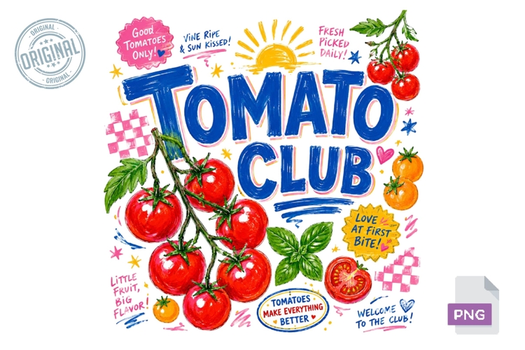 Tomato Club Retro Garden Sublimation PNG Design