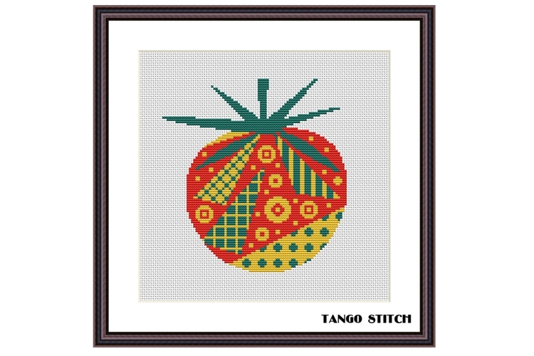 Tomato geometric ornament kitchen cross stitch pattern