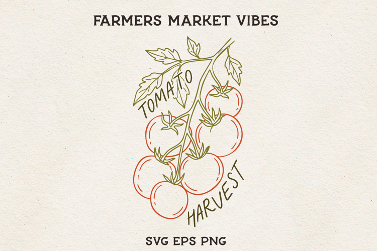 Tomato Harvest SVG Farmers Market Vine Vegetable PNG