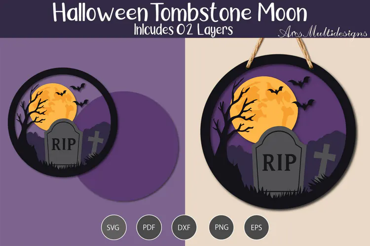 Tombstone Moon Laser cut SVG
