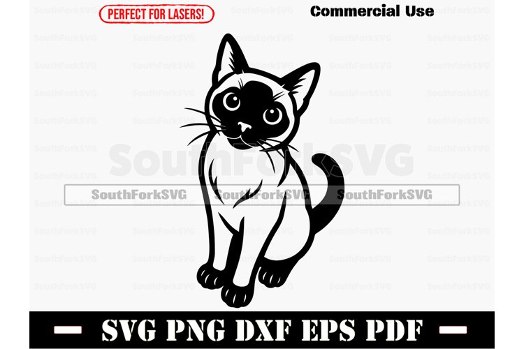 Tonkinese Cat Begging Design SVG PNG DXF EPS PDF