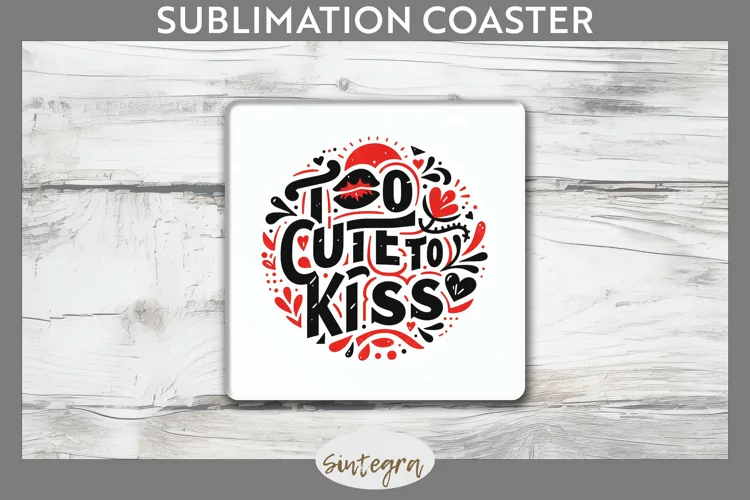 Too Cute To Kiss v1 Square Coaster Sublimation