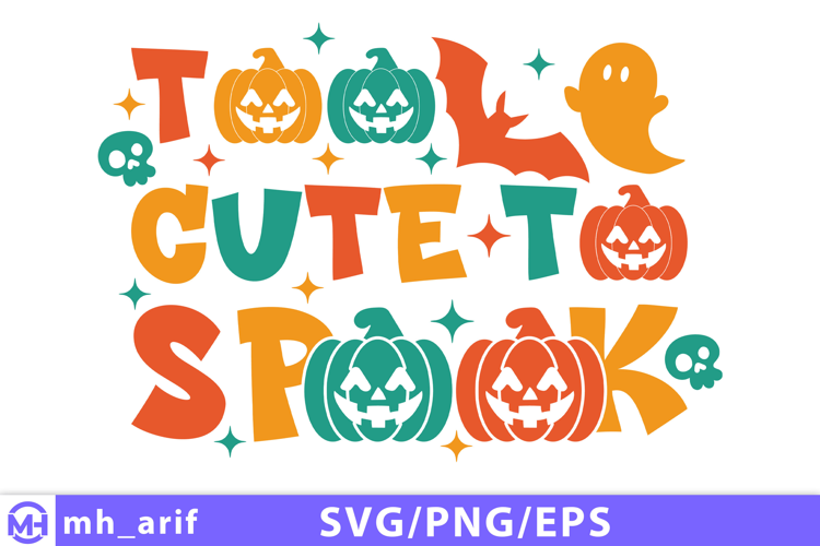 Retro Halloween Too Cute to Spook SVG PNG T-shirt Design