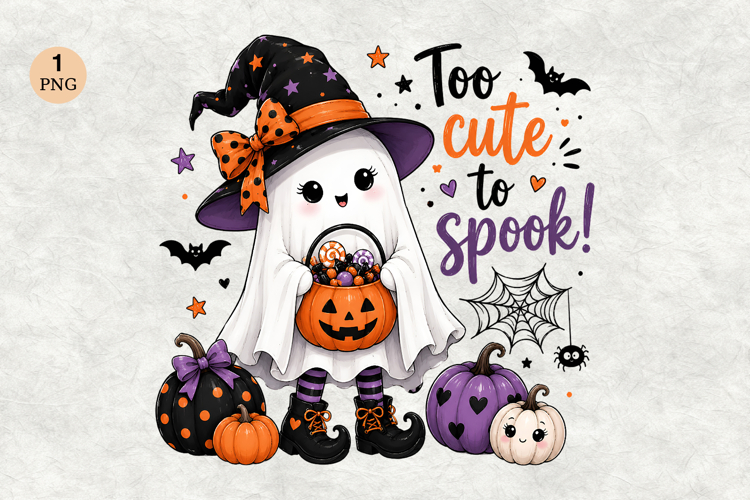Too Cute to Spook Ghost PNG