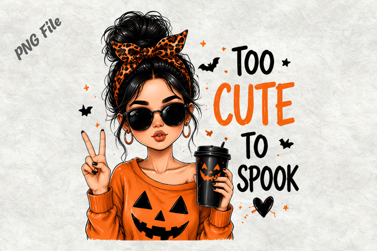 Too Cute To Spook Halloween Girl PNG