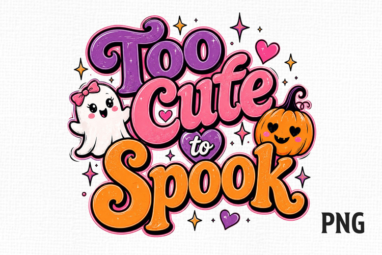 Too Cute to Spook Kawaii Halloween Ghost PNG
