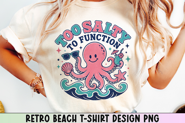 Retro Beach T Shirt Design, Distressed Coastal Sublimation.