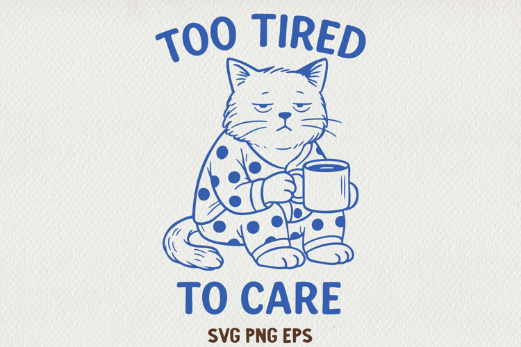 Sarcastic Cat Illustration Funny Lazy Line Art Kitty SVG PNG