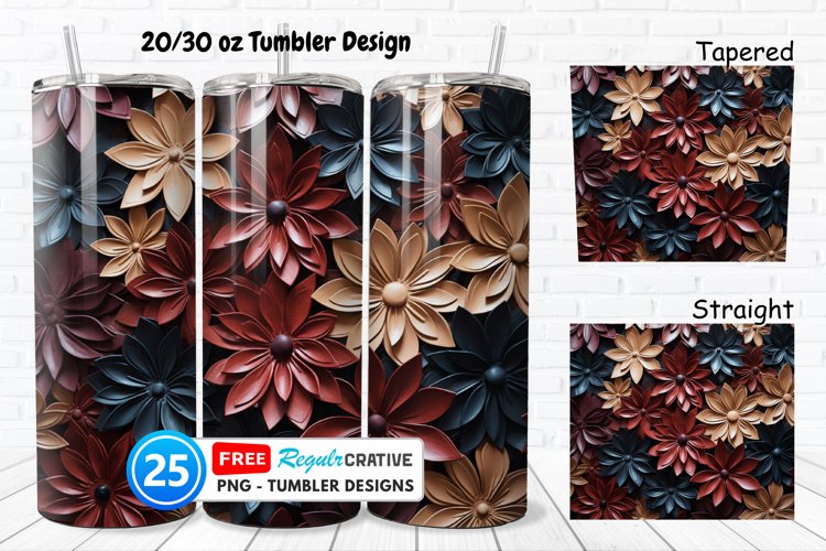Tooled Leather Flowers 20/30oz Tumbler, BONUS 25 Tumbler example image 1