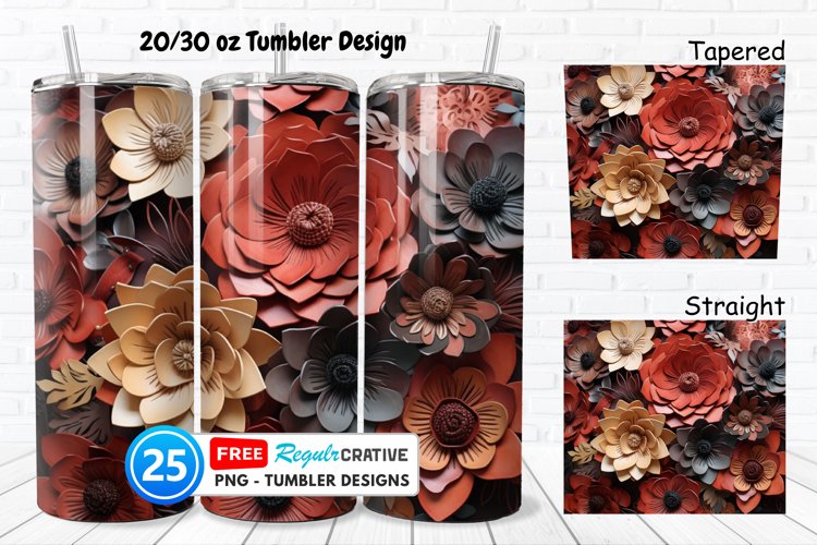 Tooled Leather Flowers 20/30oz Tumbler, BONUS 25 Tumbler example image 1