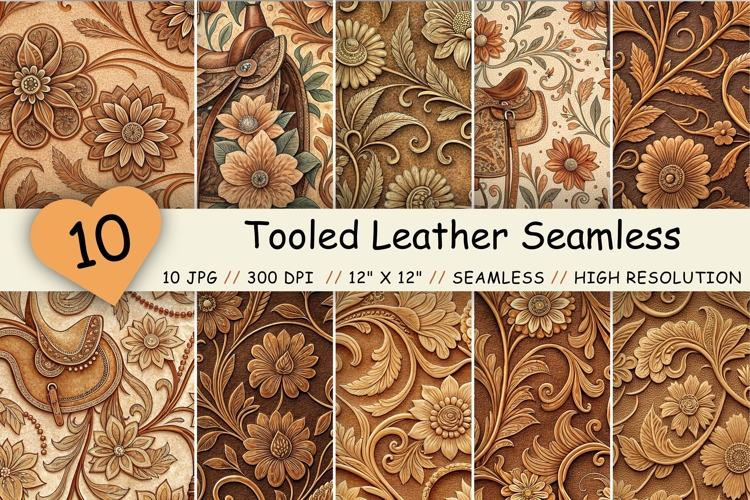 Tooled Leather Seamless Pattern | Western Vintage Embossed